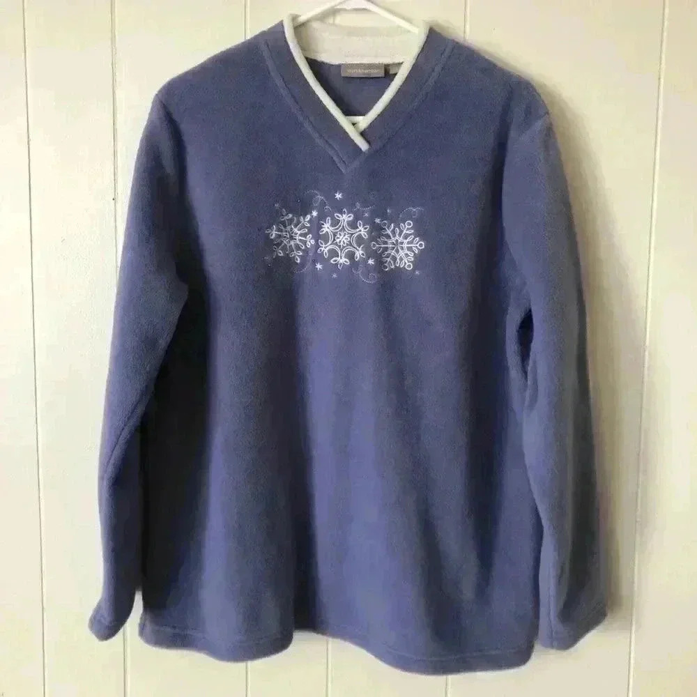 Croft & Barrow Women's Fleece Blue Sweater Size L